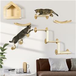 Picture of 212 Main D30-640V00AK Cat Wall Shelves&#44; Oak & Beige - 8 Piece
