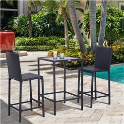 Picture of 212 Main 01-0597 Rattan Bar Set with Glass Top Table&#44; - 3 Piece