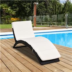 Picture of 212 Main 01-0609 61.5 x 23.25 x 30.75 in. Patio Foldable Wicker Chaise Outdoor Lounge Chair&#44; Beige