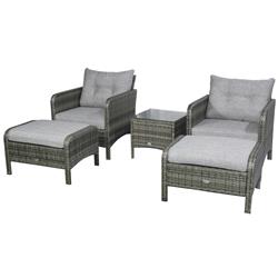 Picture of 212 Main 860-066GY Rattan Wicker Lounge Chair&#44; Grey - 5 Piece