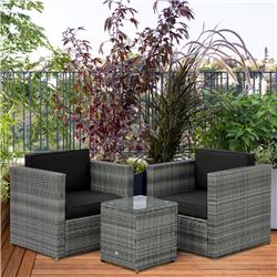 860-073MX Patio Bistro Set, Black & Mixed Gray - 3 Piece
