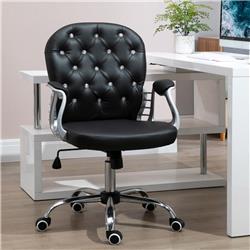 Picture of 212 Main 921-169V81BK Vinsetto PU Leather Home Button Tufted Office Desk Chair with Padded Armrests&#44; Black