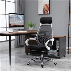 Picture of 212 Main 921-229 Vinsetto 360 deg Swivel High Back Office Chair Adjustable Height Recliner with Retractable Footrest&#44; Black & White