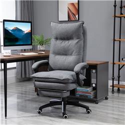 Picture of 212 Main 921-230 Vinsetto 360 deg Swivel Executive Home Office Chair Adjustable Height Linen Style Fabric Recliner with Retractable Footrest & Double Padding&#44; Gray