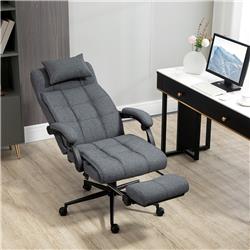 Picture of 212 Main 921-282CG Footrest Linen-Feel Vinsetto Reclining Office Rolling Swivel Chair&#44; Dark Gray