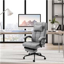 Picture of 212 Main 921-282GY Vinsetto Executive Linen-Feel Fabric Office Chair High Back Swivel Task Chair with Adjustable Height Upholstered Retractable Footrest&#44; Light Gray