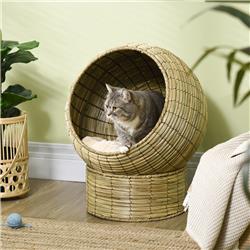 Picture of 212 Main D30-104V01YL 19.5 in. Dia. x 23.5 in. PawHut Handwoven Elevated Cat Bed with Soft Cushion & Cat Egg Chair Shape&#44; Yellow