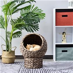 Picture of 212 Main D30-105GY 20 in. Dia. x 23.5 in. PawHut Handwoven Elevated Cat Bed with Soft Cushion & Cat Egg Chair Shape&#44; Gray