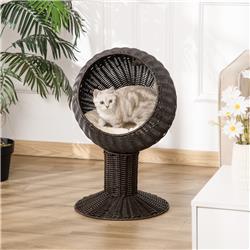 Picture of 212 Main D30-106 PawHut Elevated Cat Bed with Rotatable Egg Chair Pod&#44; Coffee