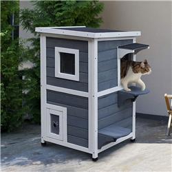 Picture of 212 Main D30-223 PawHut Outdoor Cat House with Escape Door&#44; Dark Gray