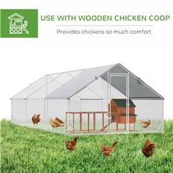 D51-277V02 10 x 20 x 6.5 ft. PawHut Chicken Coop Cage Outdoor Hen House with Cover & Lockable Door