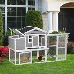 Picture of 212 Main D51-291GY 76 in. PawHut Wooden Chicken Coop & Outdoor Chicken House Poultry Hen Cage with Outdoor Run&#44; Gray