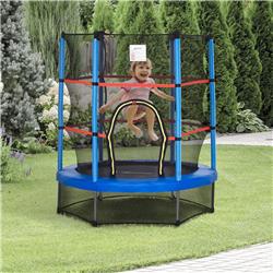 Picture of 212 Main 342-032BU 5 ft. Outsunny Kids Trampoline with Enclosure Net for Age 3 to 6 Years&#44; Blue