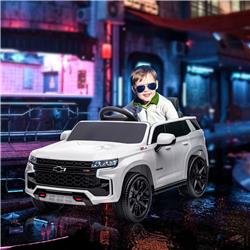 Picture of 212 Main 370-237V80WT 12V Aosom Kids Chevrolet Tahoe Licensed Electric Car Ride-On Toys with Remote Control&#44; White