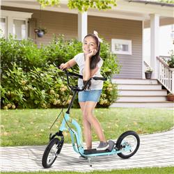 371-017BU 12 in. Aosom Youth Scooter Front & Rear Caliper Dual Brake Inflatable Front Wheel Ride On Toy for Age 5 Plus - Blue -  212 Main