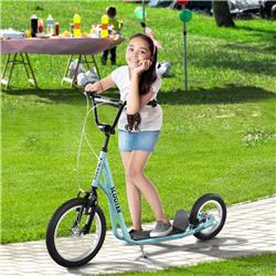 371-019BU Aosom Teens Youth Scooter Ride On Toy with Adjustable Handlebar for Kids 5 Plus, Blue -  212 Main