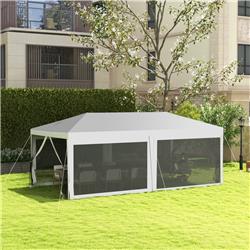 84C-023V02WT 10 x 20 ft. Outdoor Wedding Canopy & Gazebo Outsunny Party Tent with 6 Removable Sidewalls, White -  212 Main
