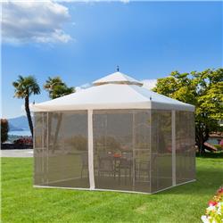 84C-028 10 x 10 ft. Outsunny Patio Gazebo with Corner Frame Shelves, Gray