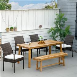 Picture of 212 Main 84G-115V00TK Outsunny Outdoor Dining Set for 6 Patio Dining Furniture Set&#44; White