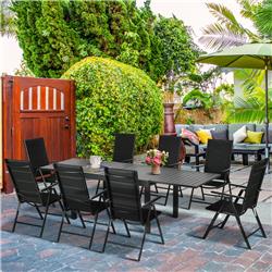 Picture of 212 Main 84G-134V00BK Outsunny Patio Dining Set for 8 Outdoor Aluminum Frames Dining Furniture Set&#44; Black - 9 Piece