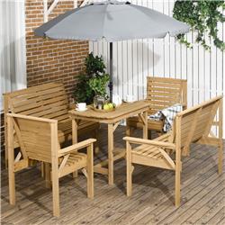 Picture of 212 Main 84G-140V00LR Outsunny Wooden Patio Dining Set for 6 Outdoor Conversation Set&#44; Light Brown - 5 Piece