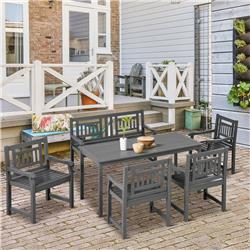 Picture of 212 Main 84G-141V00CG Outsunny Patio Dining Set for Outdoor Poplar Wood Furniture Set&#44; Dark Gray - 6 Piece