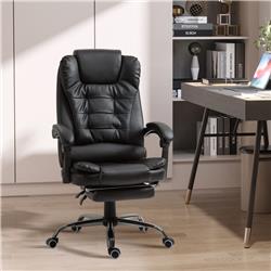 921-083BK Homcom High Back Ergonomic Executive Office PU Leather Computer Chair with Retractable Footrest, Black -  212 Main