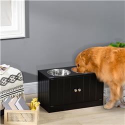 Picture of 212 Main D08-040V00BK PawHut 44L Large Double Elevated Dog Bowls with Storage Cabinet&#44; Black