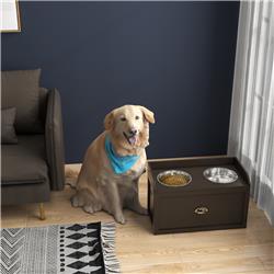 Picture of 212 Main D08-041V80CF 21 ltr PawHut Large Elevated Dog Bowls with Storage Drawer Containing&#44; Brown
