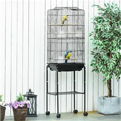 Picture of 212 Main D10-019V01BK 62 in. PawHut Metal Indoor Bird Cage Starter Kit with Detachable Rolling Stand&#44; Black