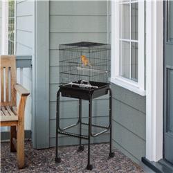 Picture of 212 Main D10-023BK 44.5 in. PawHut Metal Bird Cage with Detachable Rolling Stan Big Cage Starter Kit&#44; Black