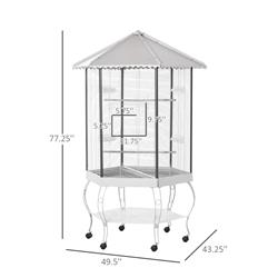 Picture of 212 Main D10-033 76 in. PawHut Portable Metal Covered Canopy Aviary Flight Bird Cage with Storage