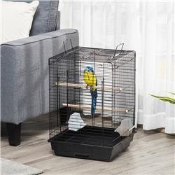 Picture of 212 Main D10-049V01 23 in. PawHut Bird Cage Flight Parrot House Cockatiels Playpen with Open Play Top & Feeding Bowl Perch Pet Furniture&#44; Black