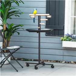 Picture of 212 Main D10-069 PawHut Bird Play Stand Portable Feeder Station with Wood Perch Stainless Steel Bowls