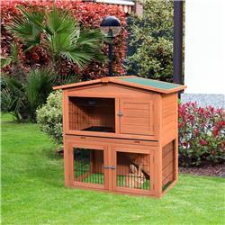 Picture of 212 Main D2-0049 40 in. PawHut 2-Story Multi-Level Outdoor Rabbit & Small Animal Enclosure with Ramp & Pull-Out Trays