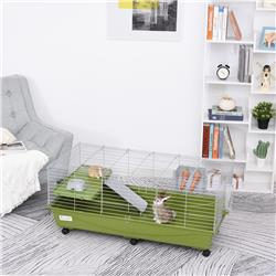 Picture of 212 Main D51-154V01GN 47 in. PawHut Small Animal Cage Chinchilla Guinea Pig Hutch Pet House with Platform Ramp