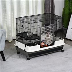 Picture of 212 Main D51-159 PawHut 6-Tier Platform Rolling Small Animal Rabbit Cage with A Large Living Space&#44; Black