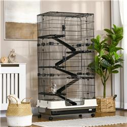 Picture of 212 Main D51-159V01 PawHut 6-Tier Platform Rolling Small Animal Rabbit Cage with Large Living Space&#44; Black