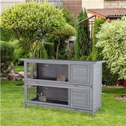 Picture of 212 Main D51-167 54 in. PawHut 2-Story Bunny Cage Wooden Pet House Small Animal Habitat with Lockable Doors&#44; Dark Gray - Large