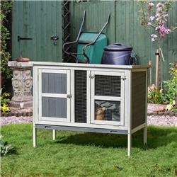 Picture of 212 Main D51-186CG 40 x 22 x 34 in. PawHut Rabbit Hutch Elevated with Slide-Out Tray & Openable Top&#44; Gray