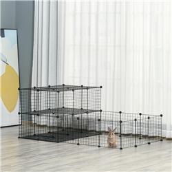 D51-254 PawHut Pet Playpen with Door, Black