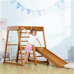 Picture of 212 Main 331-024V00TN Qaba 6-in-1 Indoor Jungle Gym Playground with Slide Climbing Wall Rope & Wall Climber