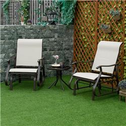 84B-964CW Outsunny Gliding Chair & Tea Table Set, Cream White - 3 Piece