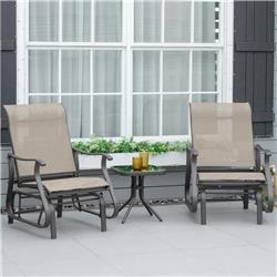 84B-964GG Outsunny Gliding Chair & Tea Table Set, Gray - 3 Piece