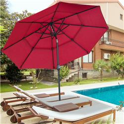 84D-177WR Outsunny 9 ft. 3-Tier Patio Umbrella, Wine Red
