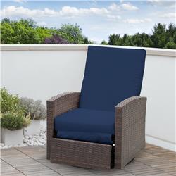 Picture of 212 Main 867-001BU Outsunny Patio Wicker Recliner Chair with Footrest&#44; Dark Blue