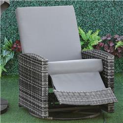 Picture of 212 Main 867-001GY Outsunny Patio Wicker Recliner Chair with Footrest&#44; Gray