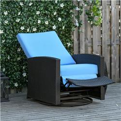 Picture of 212 Main 867-001LB Outsunny Patio Wicker Recliner Chair with Footrest&#44; Light Blue