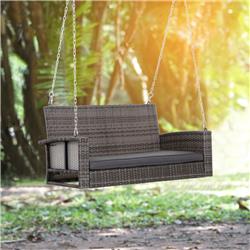 Picture of 212 Main 867-025GY Outsunny 2-Person Wicker Hanging Porch Swing Bench Front Porch Swing Outdoor Chair&#44; Gray