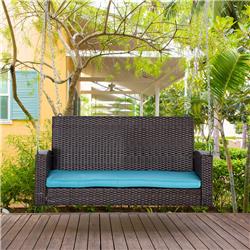 Picture of 212 Main 867-025LB Outsunny 2-Person Wicker Hanging Porch Swing Bench Front Porch Swing Outdoor Chair&#44; Sky Blue